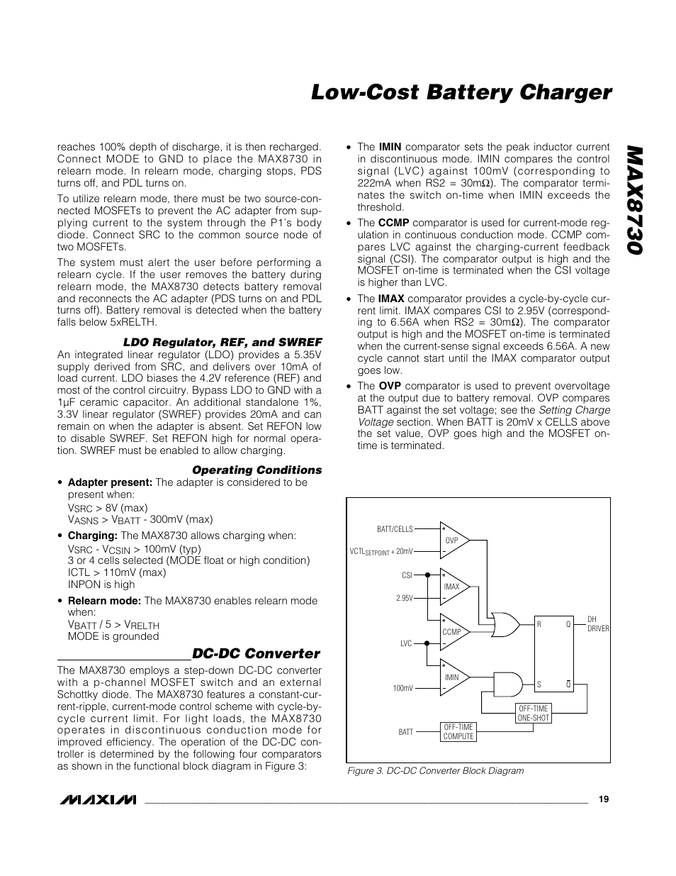 Max8730 low-cost battery charger, Dc-dc converter | Rainbow Electronics MAX8730 User Manual | Page 19 / 29
