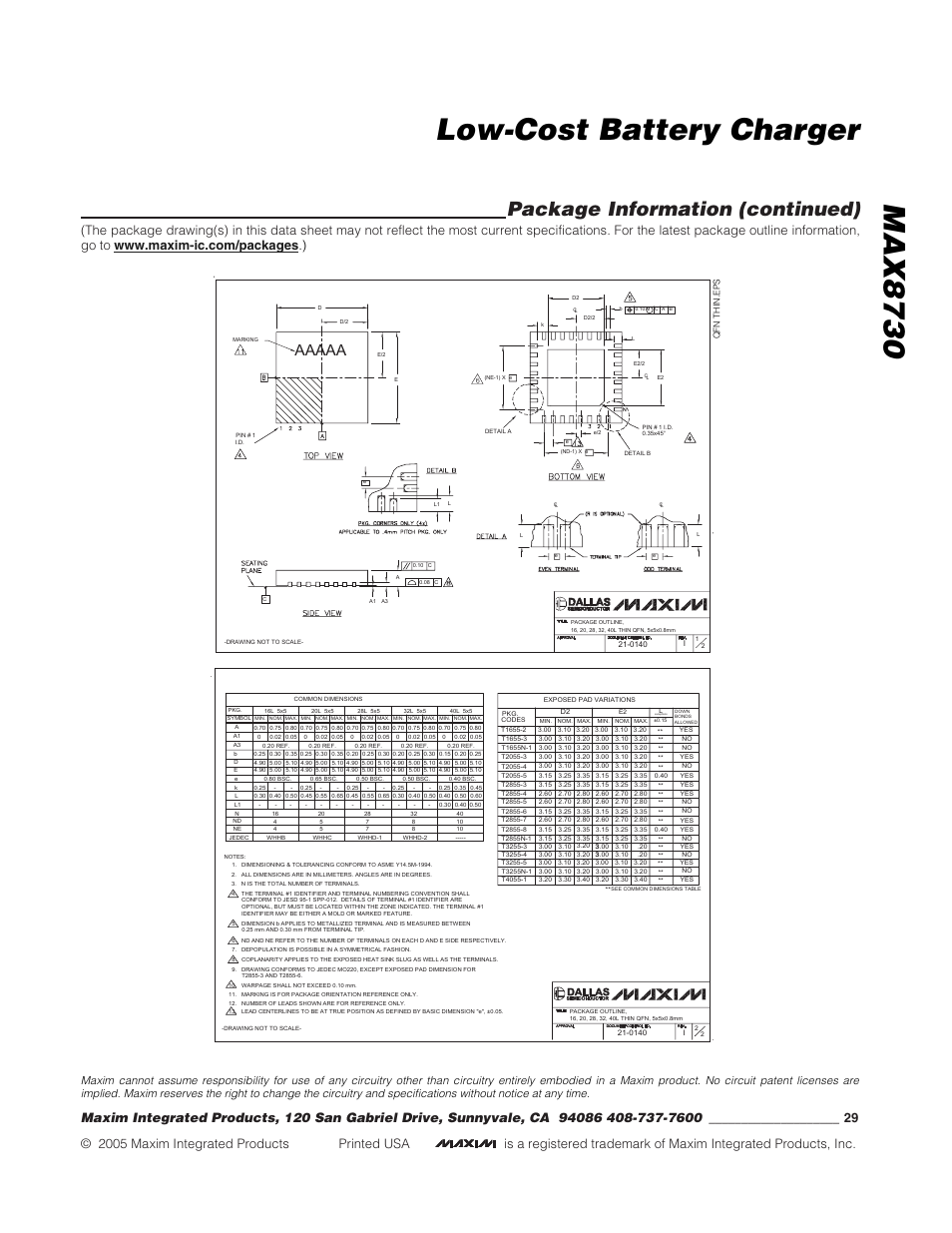 Max8730 low-cost battery charger, Package information (continued) | Rainbow Electronics MAX8730 User Manual | Page 29 / 29