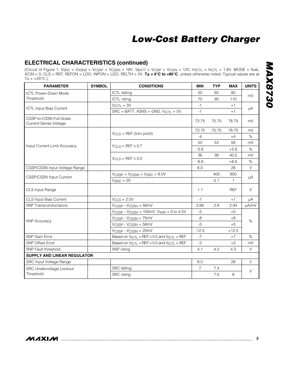 Max8730 low-cost battery charger | Rainbow Electronics MAX8730 User Manual | Page 3 / 29