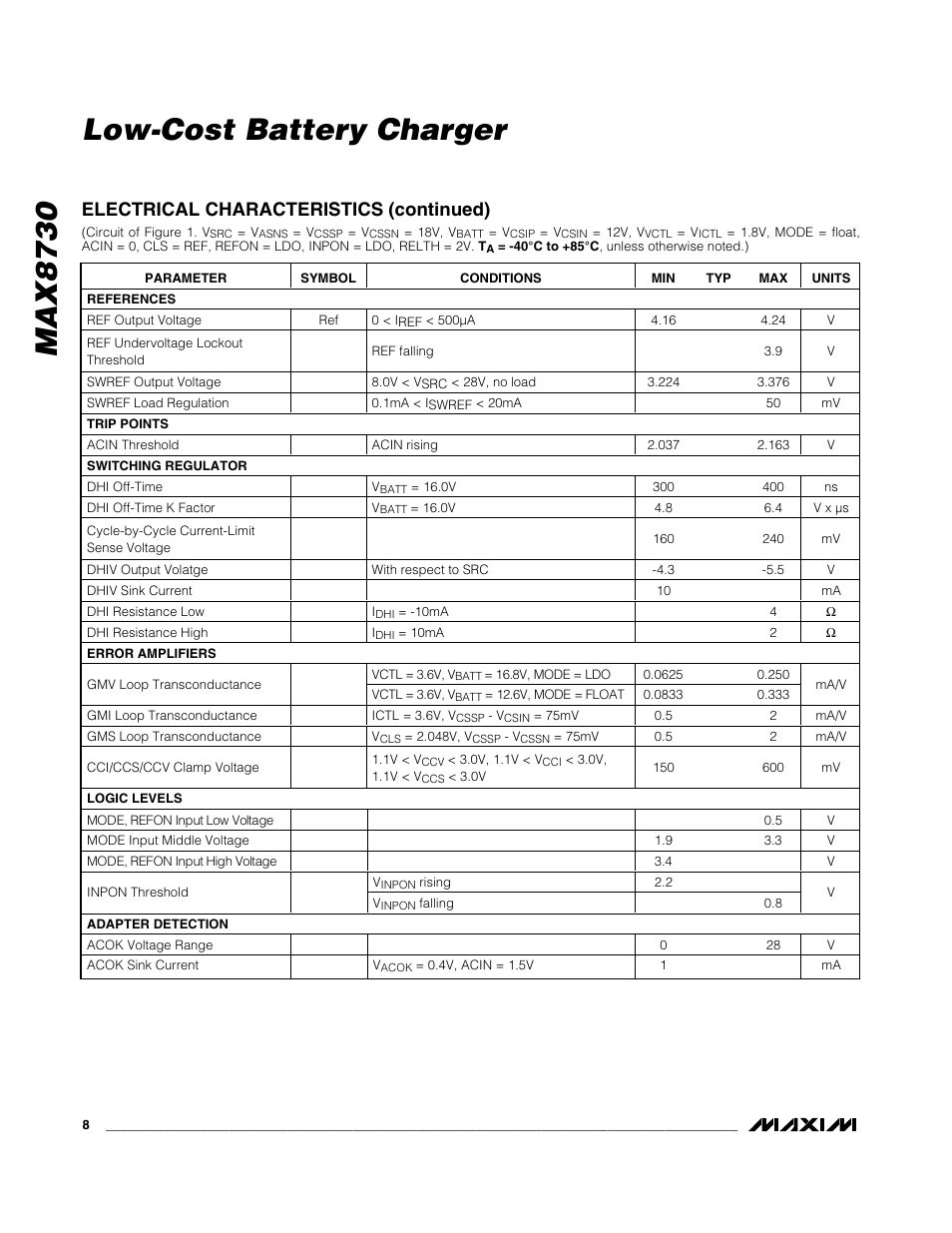 Max8730 low-cost battery charger | Rainbow Electronics MAX8730 User Manual | Page 8 / 29
