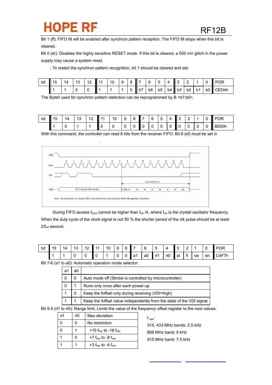 Rf12b | Rainbow Electronics RF12B User Manual | Page 18 / 36