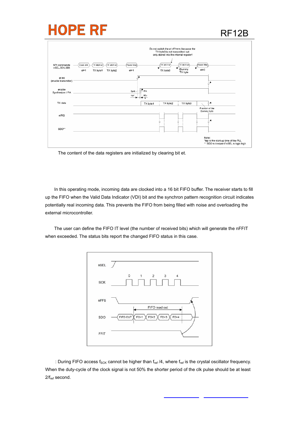Rx fifo buffered data read, Rf12b | Rainbow Electronics RF12B User Manual | Page 25 / 36