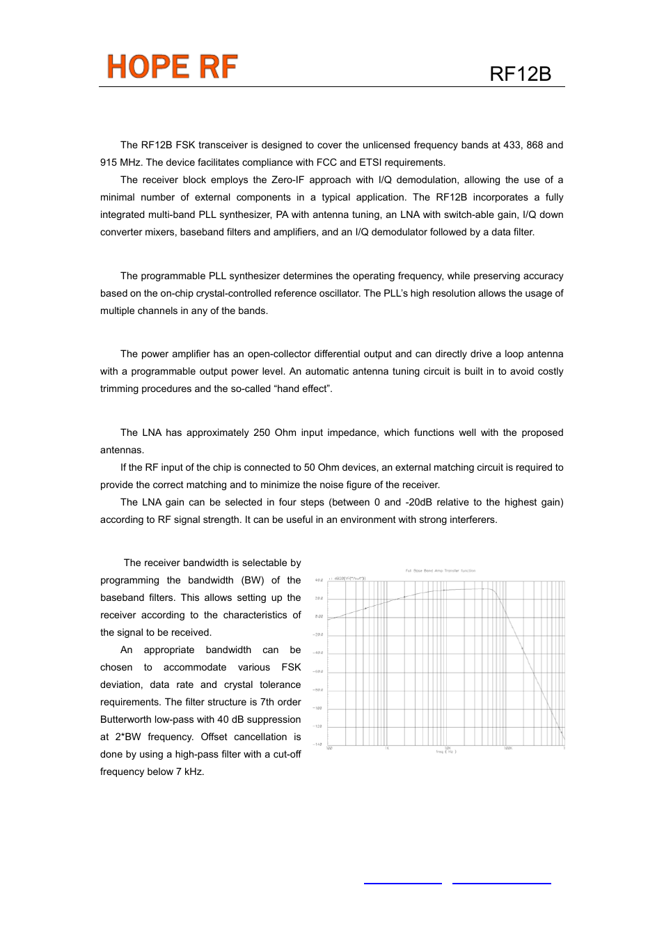 Detailed feature-level description, Rf12b, Rf power amplifier (pa) | Baseband filters | Rainbow Electronics RF12B User Manual | Page 3 / 36