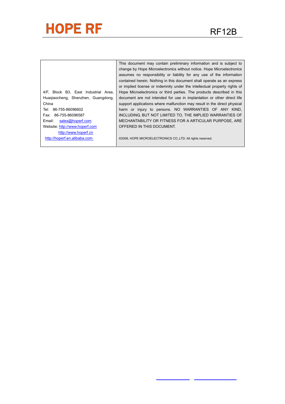 Rf12b | Rainbow Electronics RF12B User Manual | Page 36 / 36