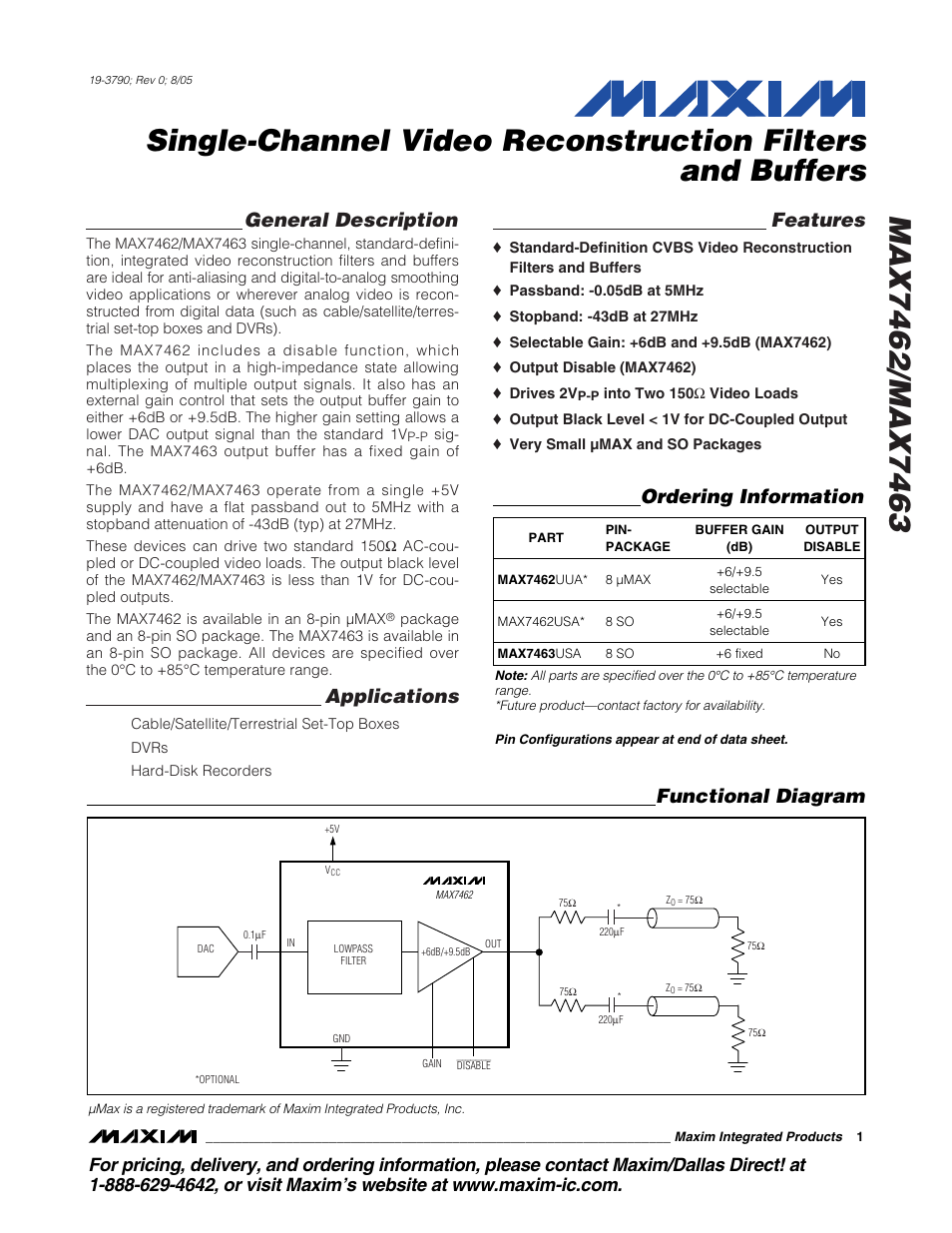 Rainbow Electronics MAX7463 User Manual | 8 pages