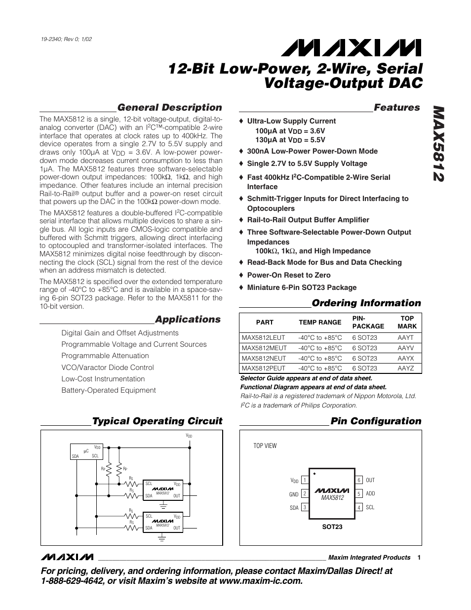 Rainbow Electronics MAX5812 User Manual | 13 pages