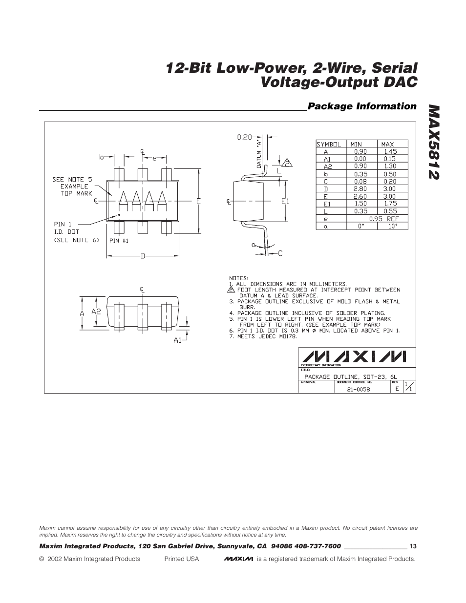 Rainbow Electronics MAX5812 User Manual | Page 13 / 13