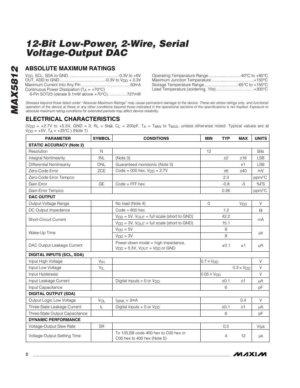 Rainbow Electronics MAX5812 User Manual | Page 2 / 13