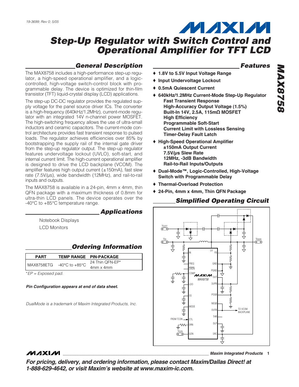 Rainbow Electronics MAX8758 User Manual | 20 pages