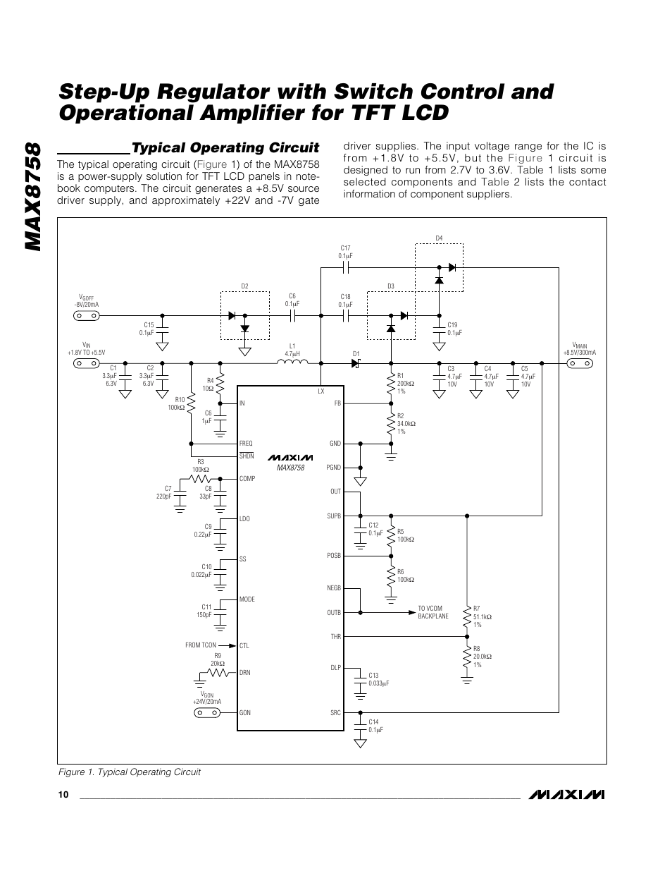 Max8758, Typical operating circuit | Rainbow Electronics MAX8758 User Manual | Page 10 / 20