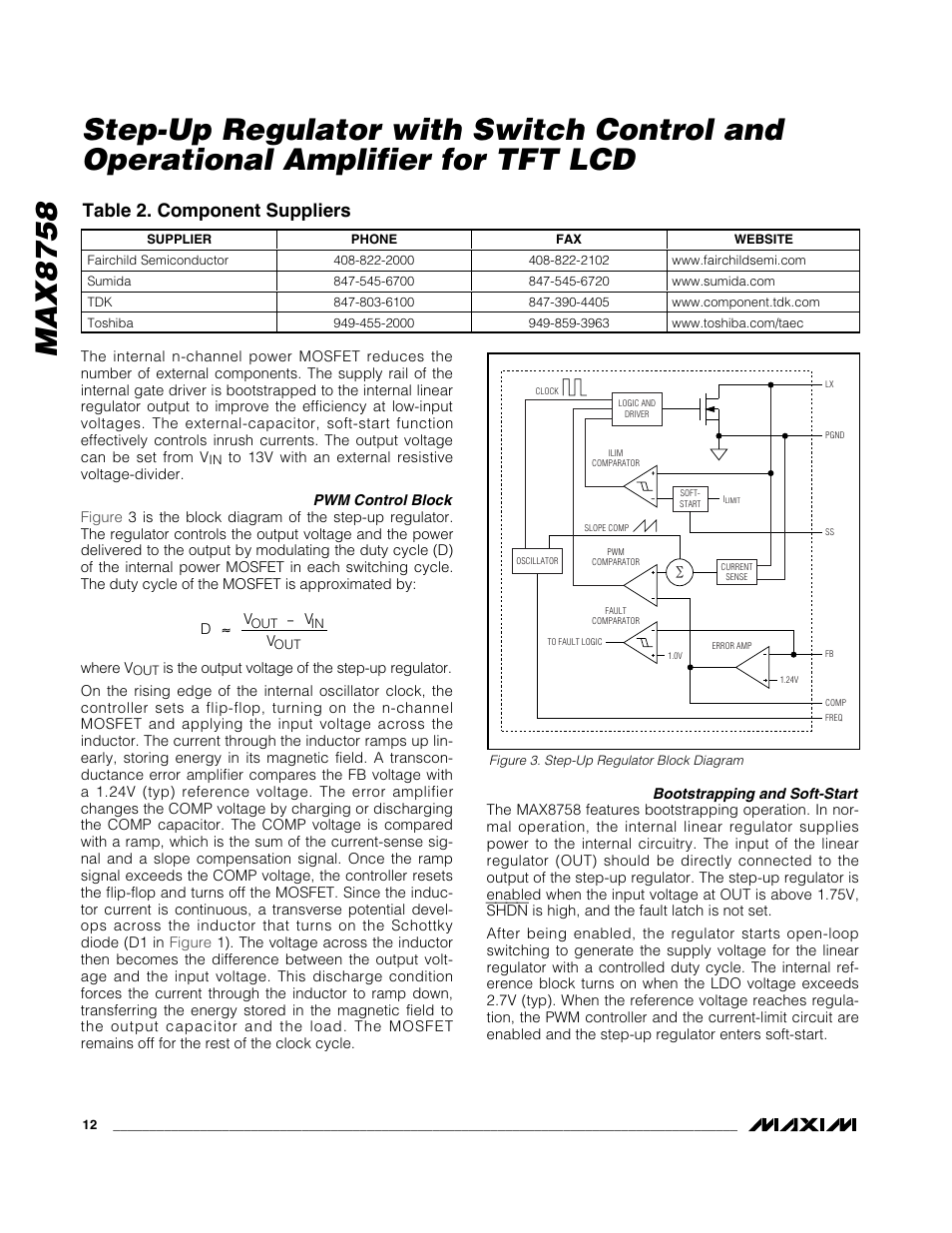 Max8758, Table 2. component suppliers | Rainbow Electronics MAX8758 User Manual | Page 12 / 20