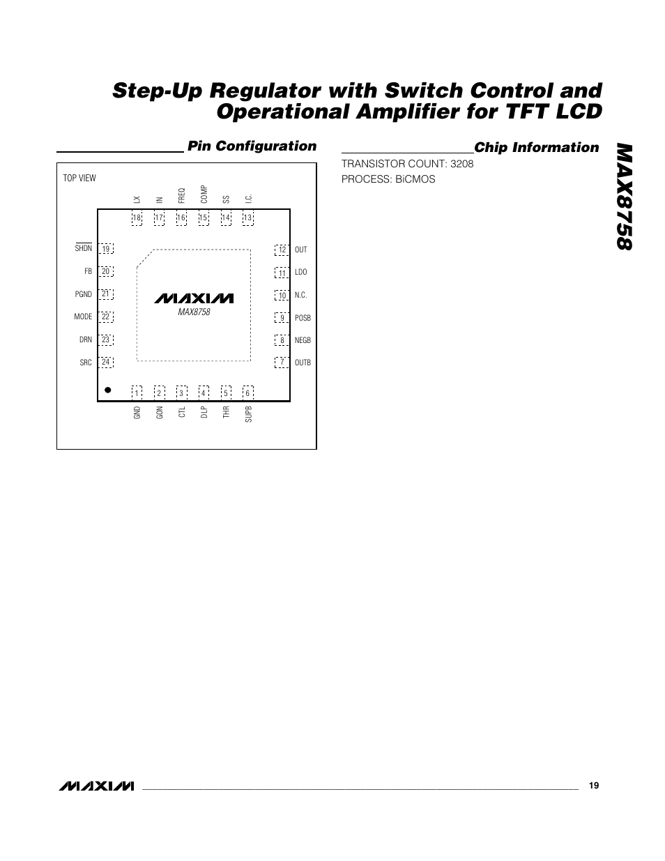 Chip information, Pin configuration | Rainbow Electronics MAX8758 User Manual | Page 19 / 20