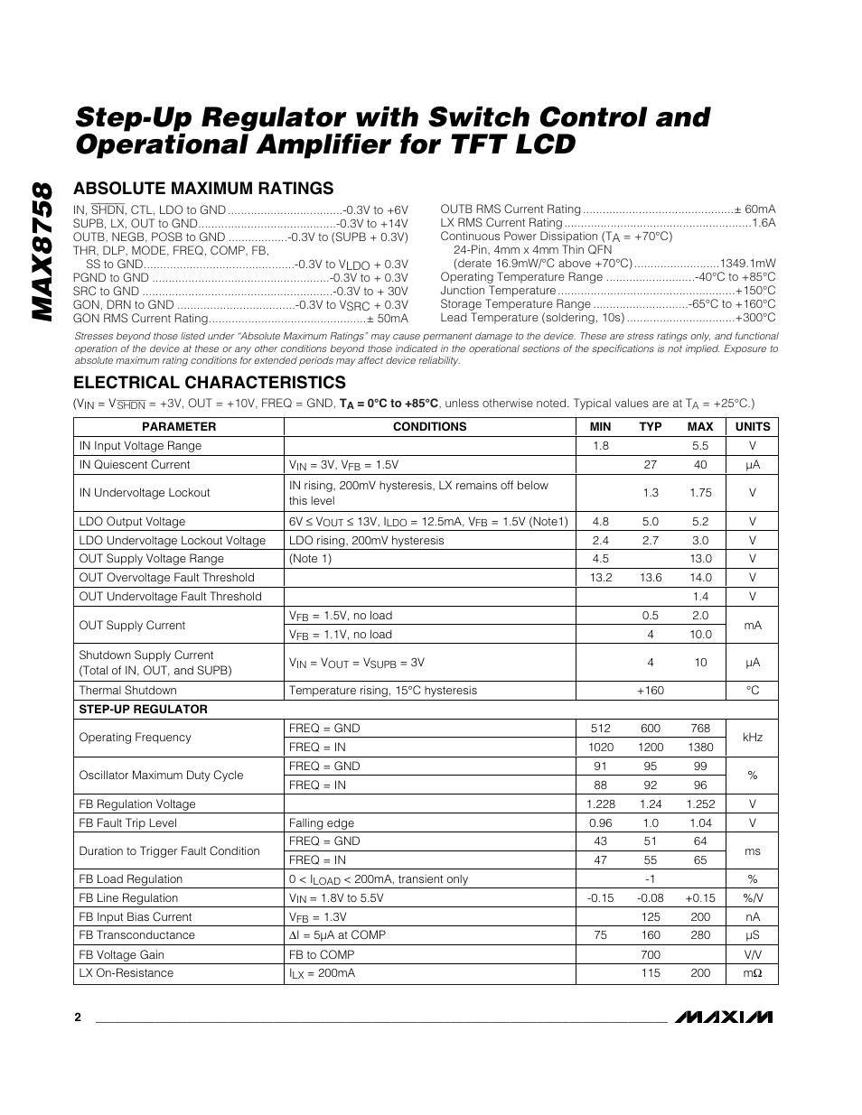 Rainbow Electronics MAX8758 User Manual | Page 2 / 20