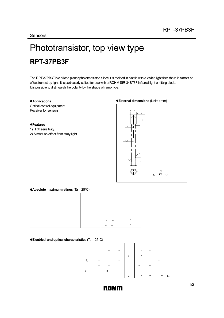 Rainbow Electronics RPT-37PB3F User Manual | 2 pages