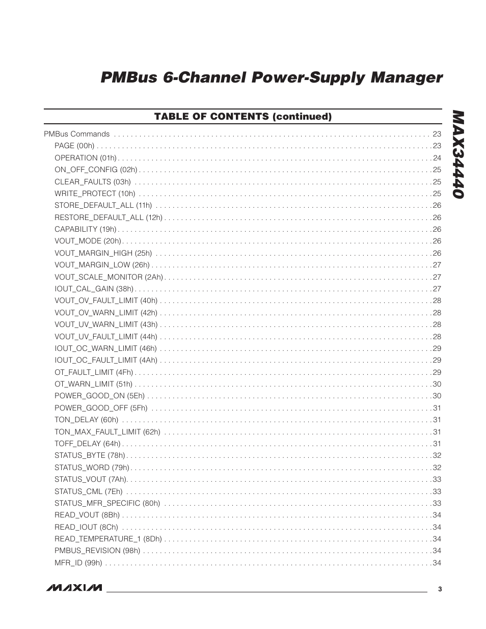 Rainbow Electronics MAX34440 User Manual | Page 3 / 43