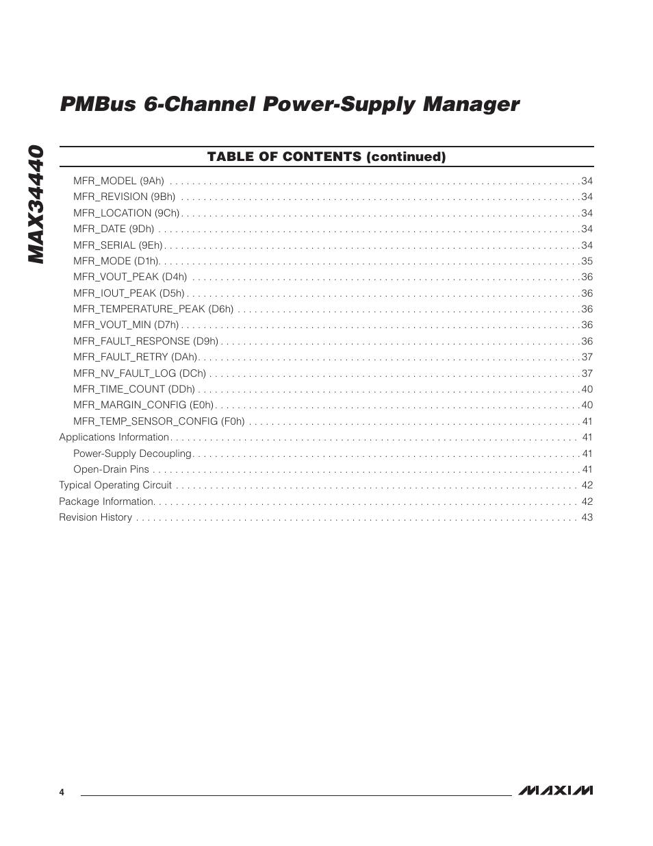 Rainbow Electronics MAX34440 User Manual | Page 4 / 43