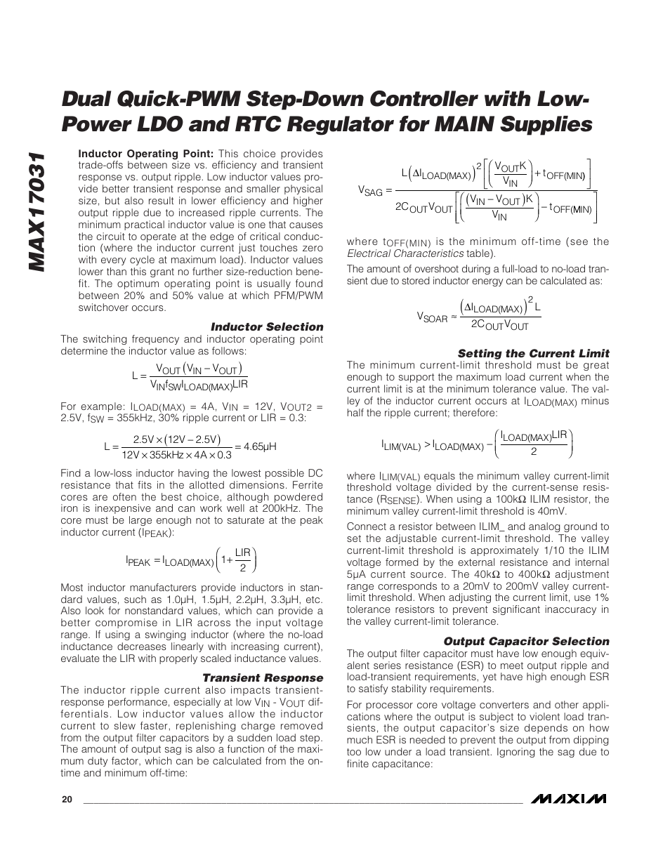 Rainbow Electronics MAX17031 User Manual | Page 20 / 24