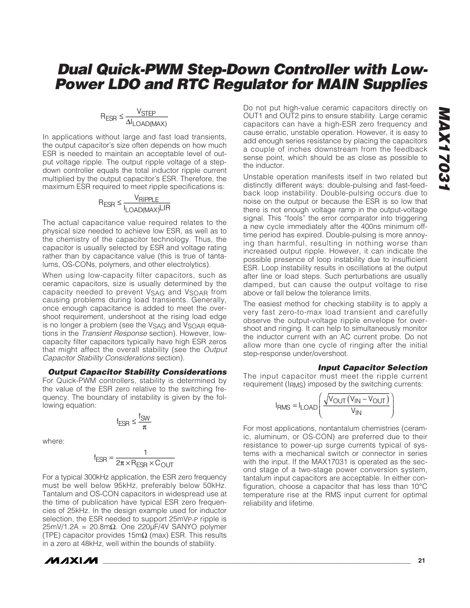 Rainbow Electronics MAX17031 User Manual | Page 21 / 24