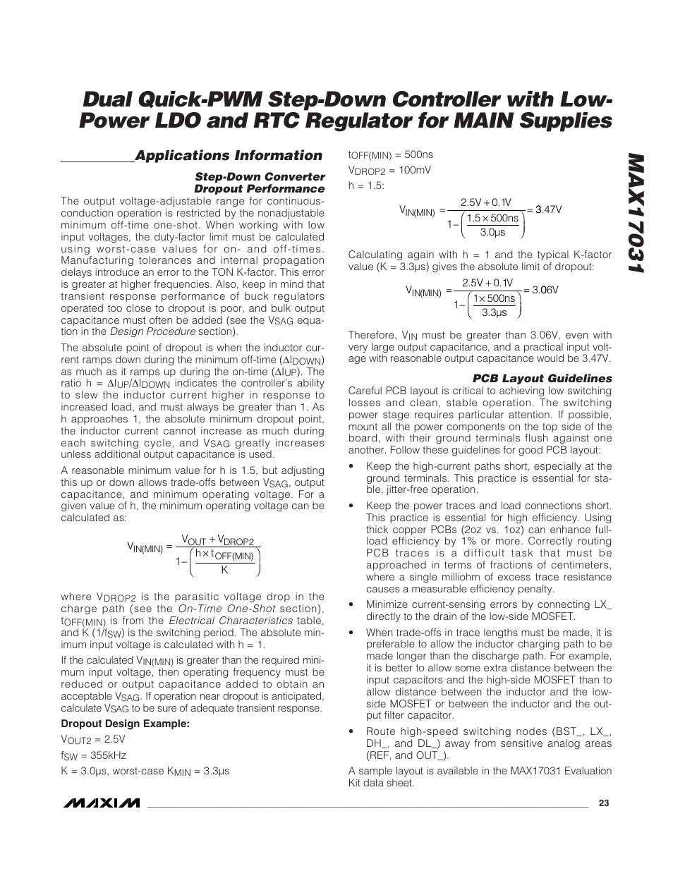 Applications information | Rainbow Electronics MAX17031 User Manual | Page 23 / 24