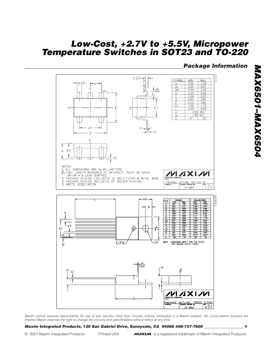 Rainbow Electronics MAX6504 User Manual | Page 9 / 9