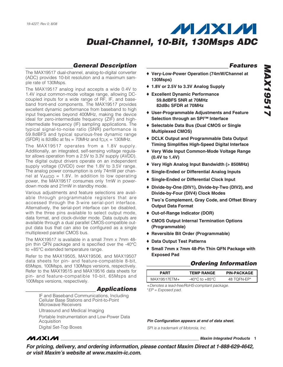 Rainbow Electronics MAX19517 User Manual | 34 pages