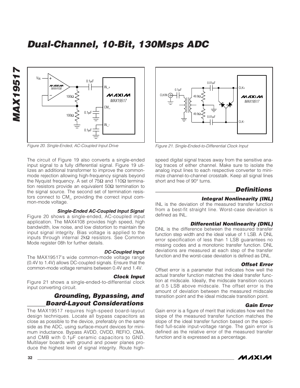 Definitions | Rainbow Electronics MAX19517 User Manual | Page 32 / 34