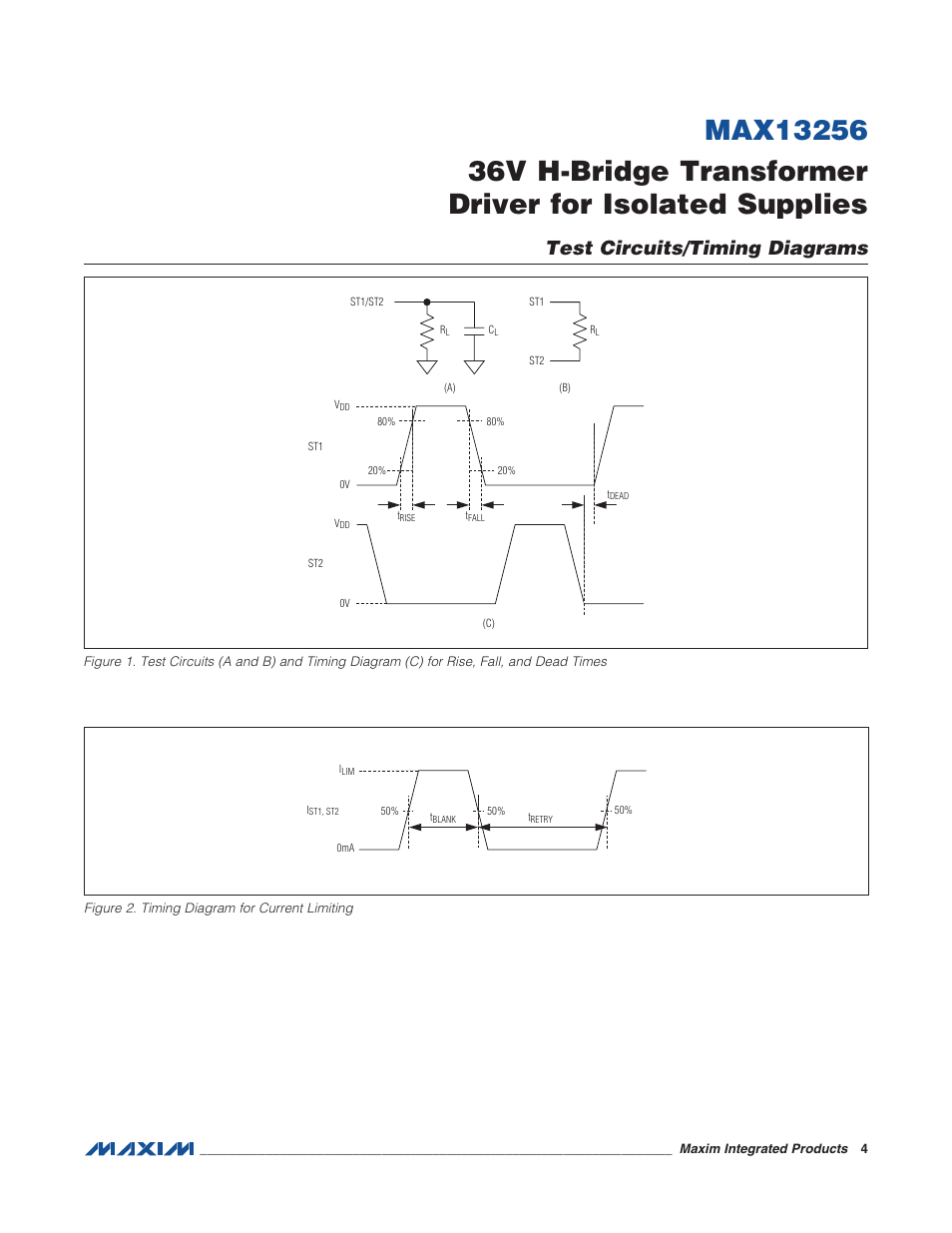 Test circuits/timing diagrams, Figure 2. timing diagram for current limiting | Rainbow Electronics MAX13256 User Manual | Page 4 / 17