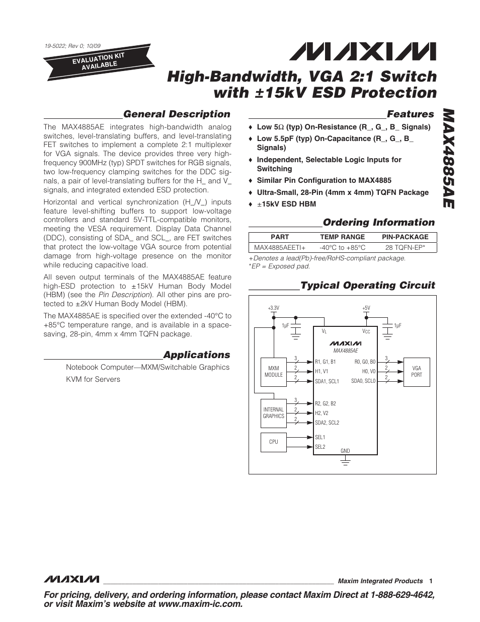 Rainbow Electronics MAX4885AE User Manual | 10 pages