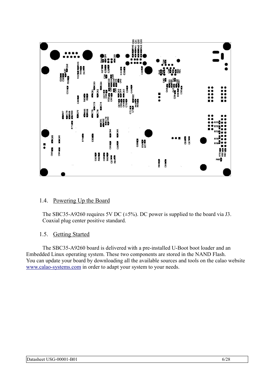 Powering up the board, Getting started | Rainbow Electronics SBC35-A9260-C12 User Manual | Page 6 / 28