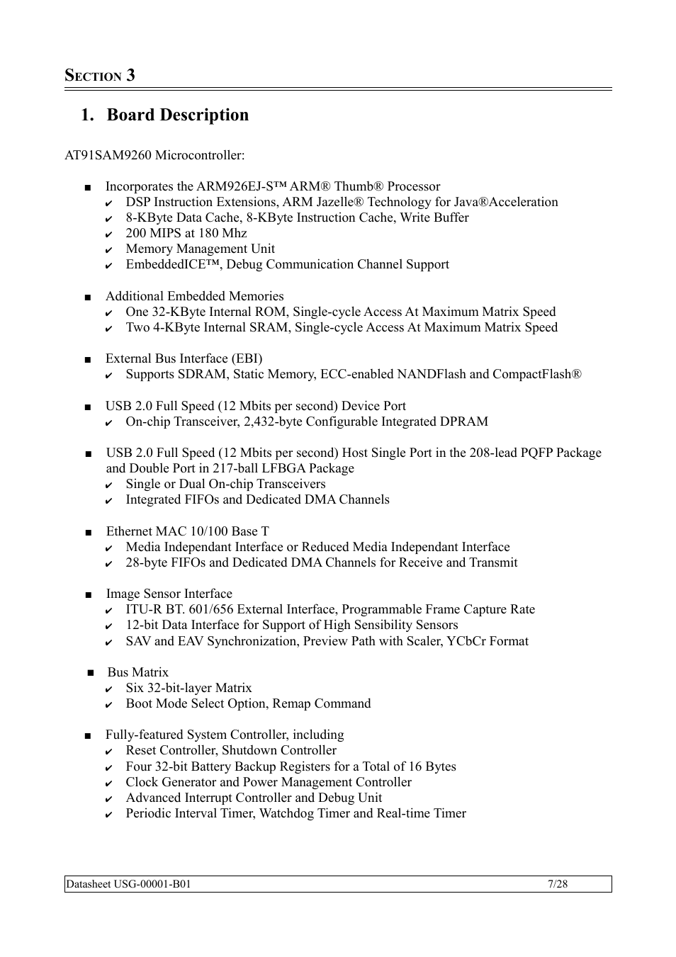 Section 3, Board description | Rainbow Electronics SBC35-A9260-C12 User Manual | Page 7 / 28