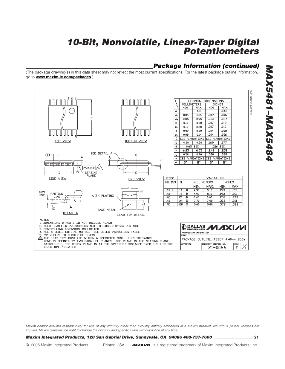 Rainbow Electronics MAX5484 User Manual | Page 21 / 21