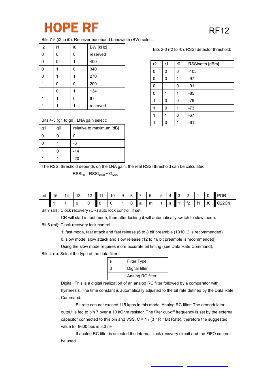 Rf12 | Rainbow Electronics RF12 User Manual | Page 17 / 31