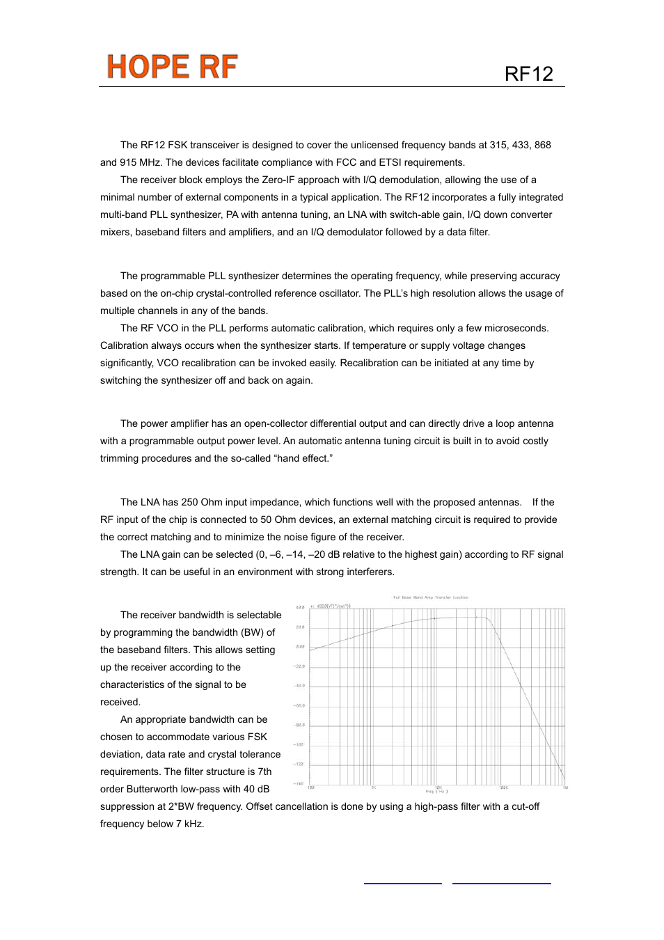 Detailed feature-level description, Rf12, Rf power amplifier (pa) | Baseband filters | Rainbow Electronics RF12 User Manual | Page 3 / 31