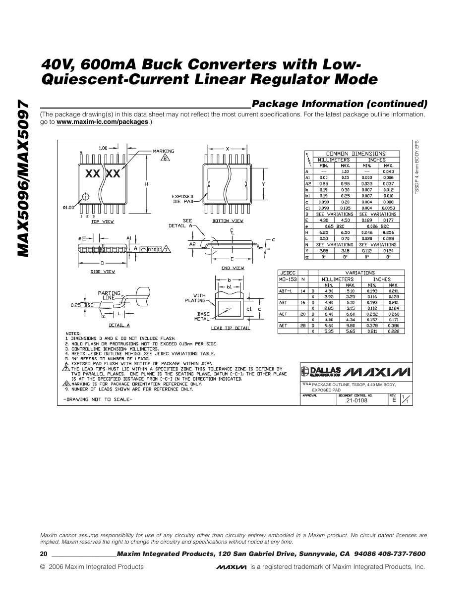 Xx xx, Package information (continued) | Rainbow Electronics MAX5097 User Manual | Page 20 / 20