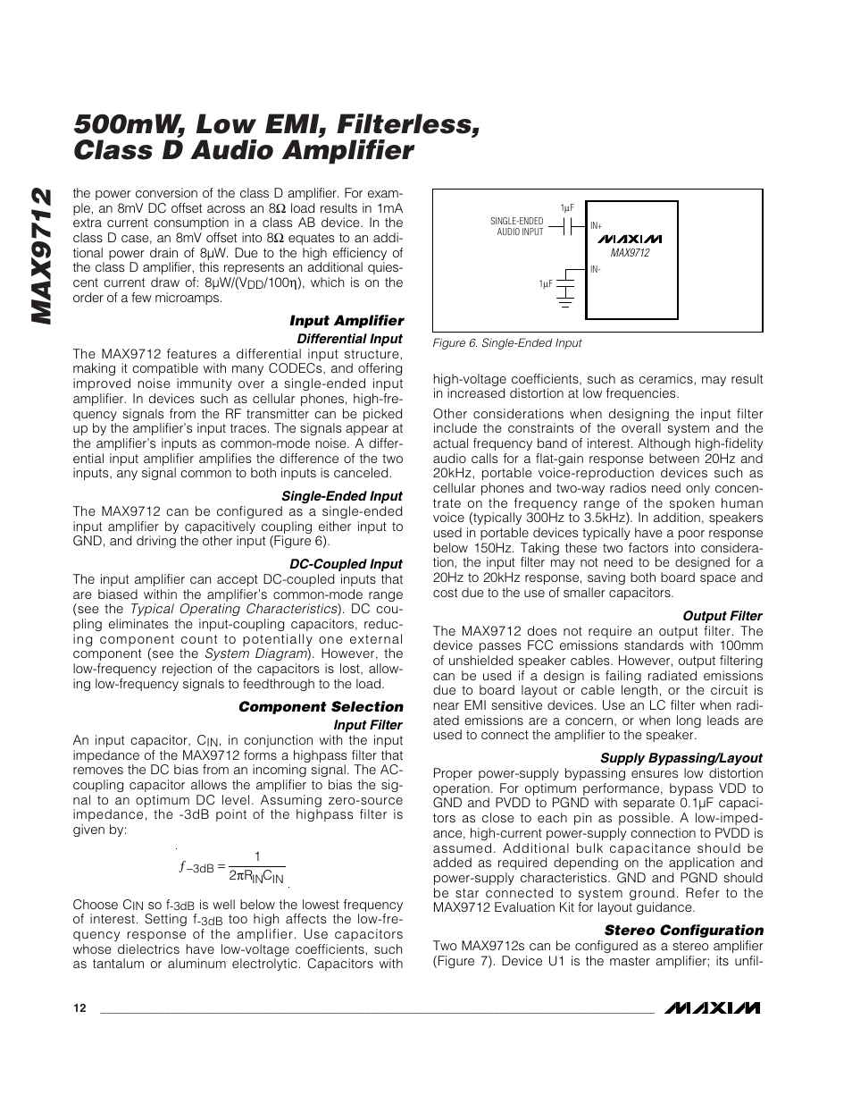 Rainbow Electronics MAX9712 User Manual | Page 12 / 18