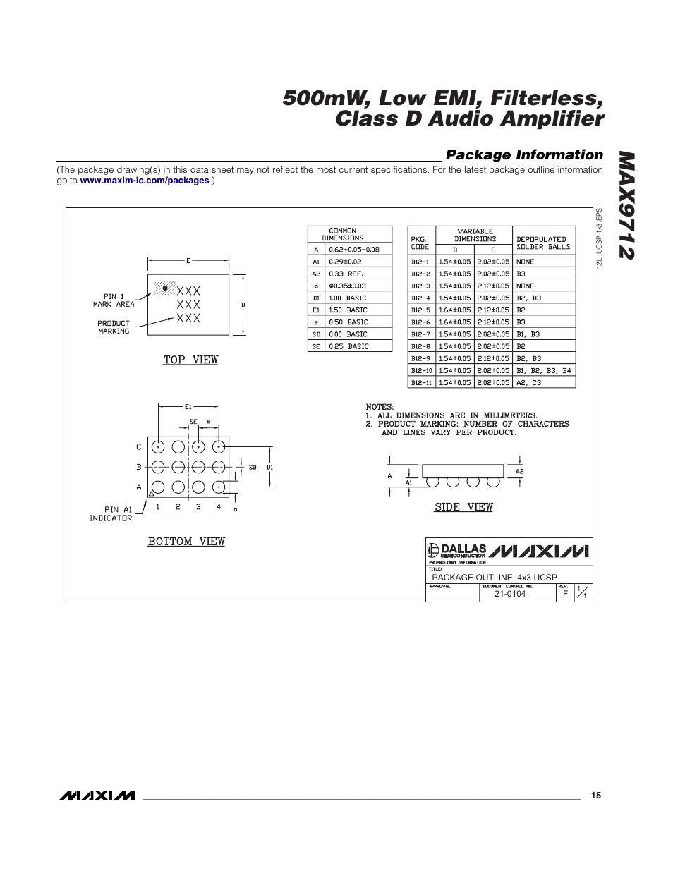 Package information | Rainbow Electronics MAX9712 User Manual | Page 15 / 18