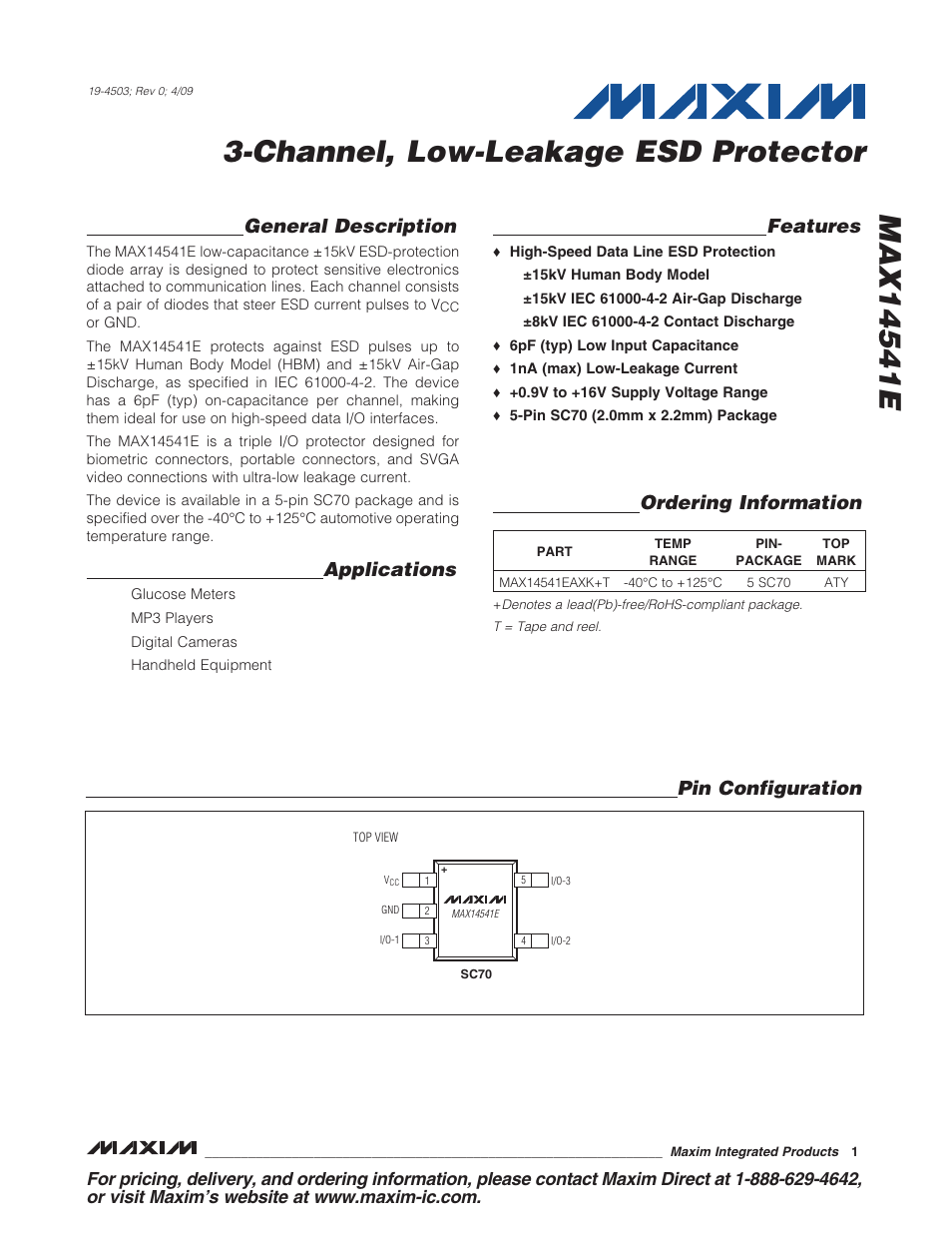 Rainbow Electronics MAX14541Е User Manual | 8 pages