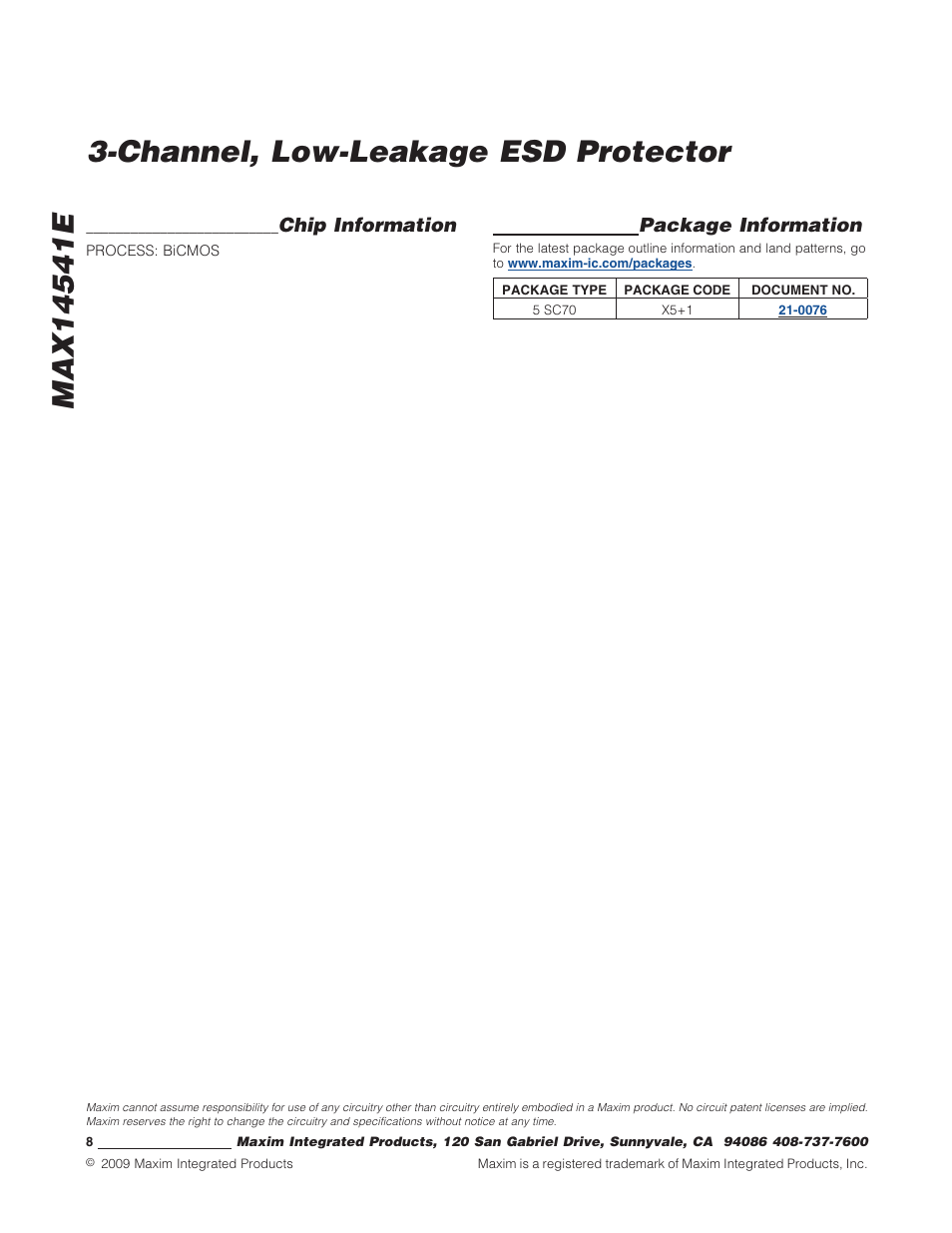 Package information, Chip information | Rainbow Electronics MAX14541Е User Manual | Page 8 / 8