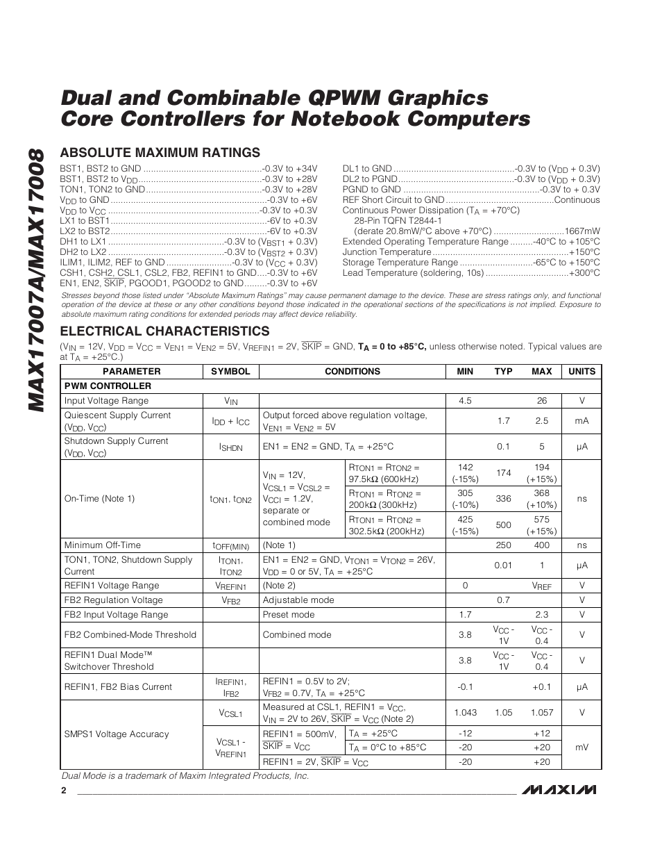 Rainbow Electronics MAX17008 User Manual | Page 2 / 36