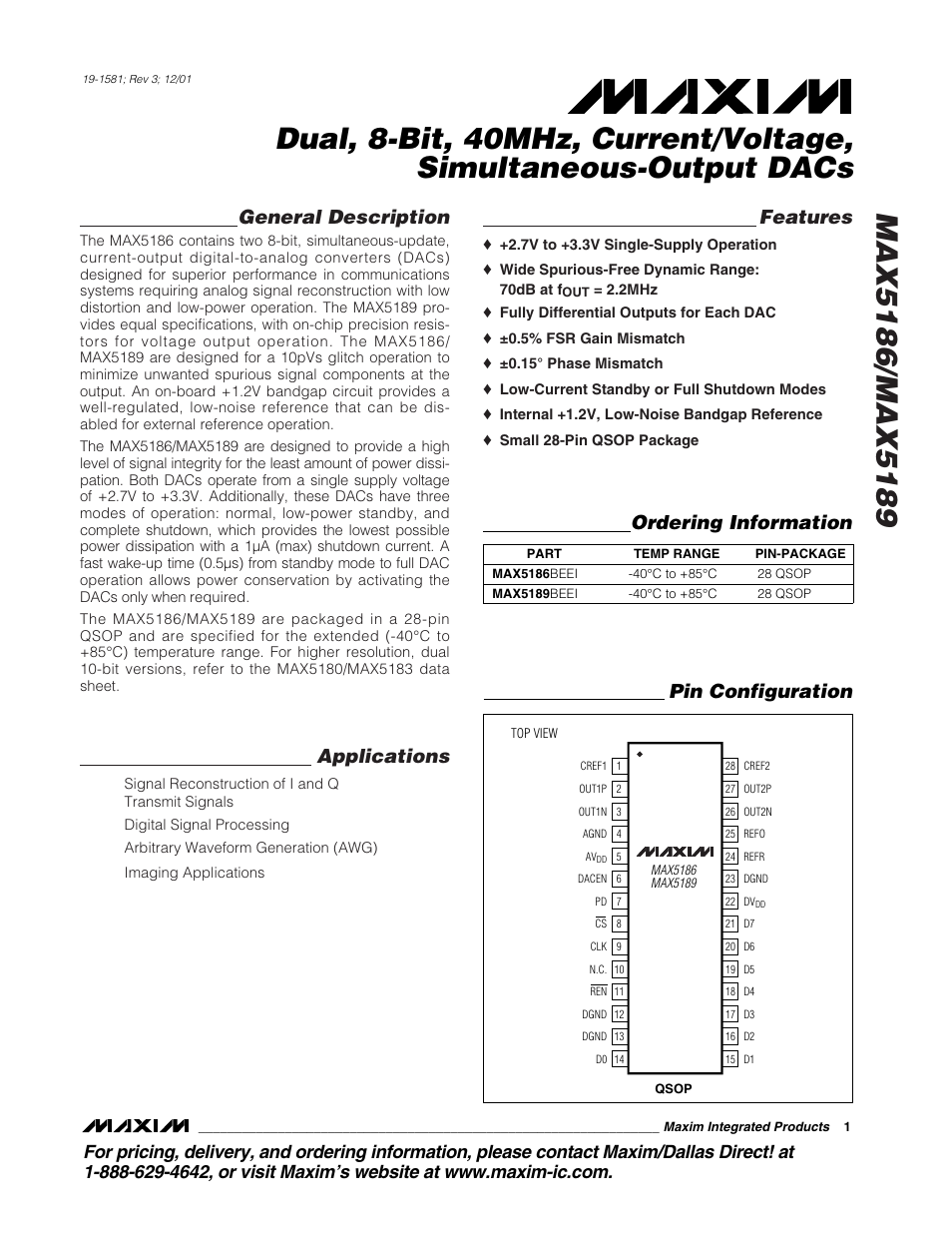 Rainbow Electronics MAX5189 User Manual | 15 pages