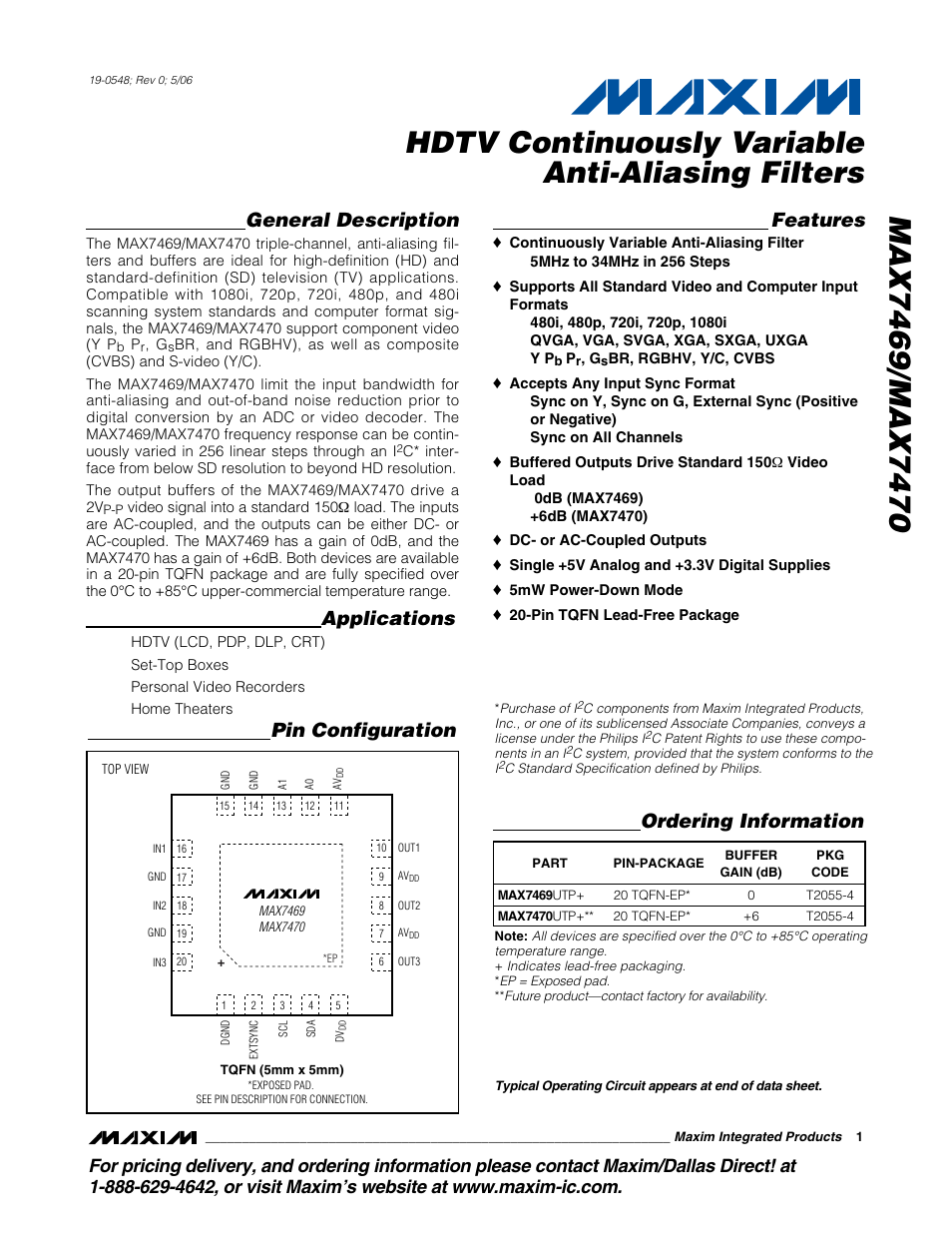 Rainbow Electronics MAX7470 User Manual | 17 pages