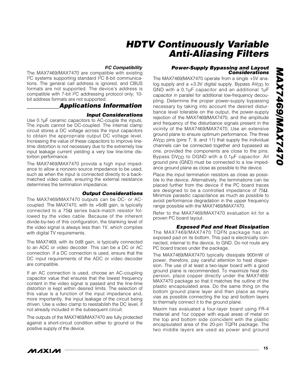 Applications information | Rainbow Electronics MAX7470 User Manual | Page 15 / 17