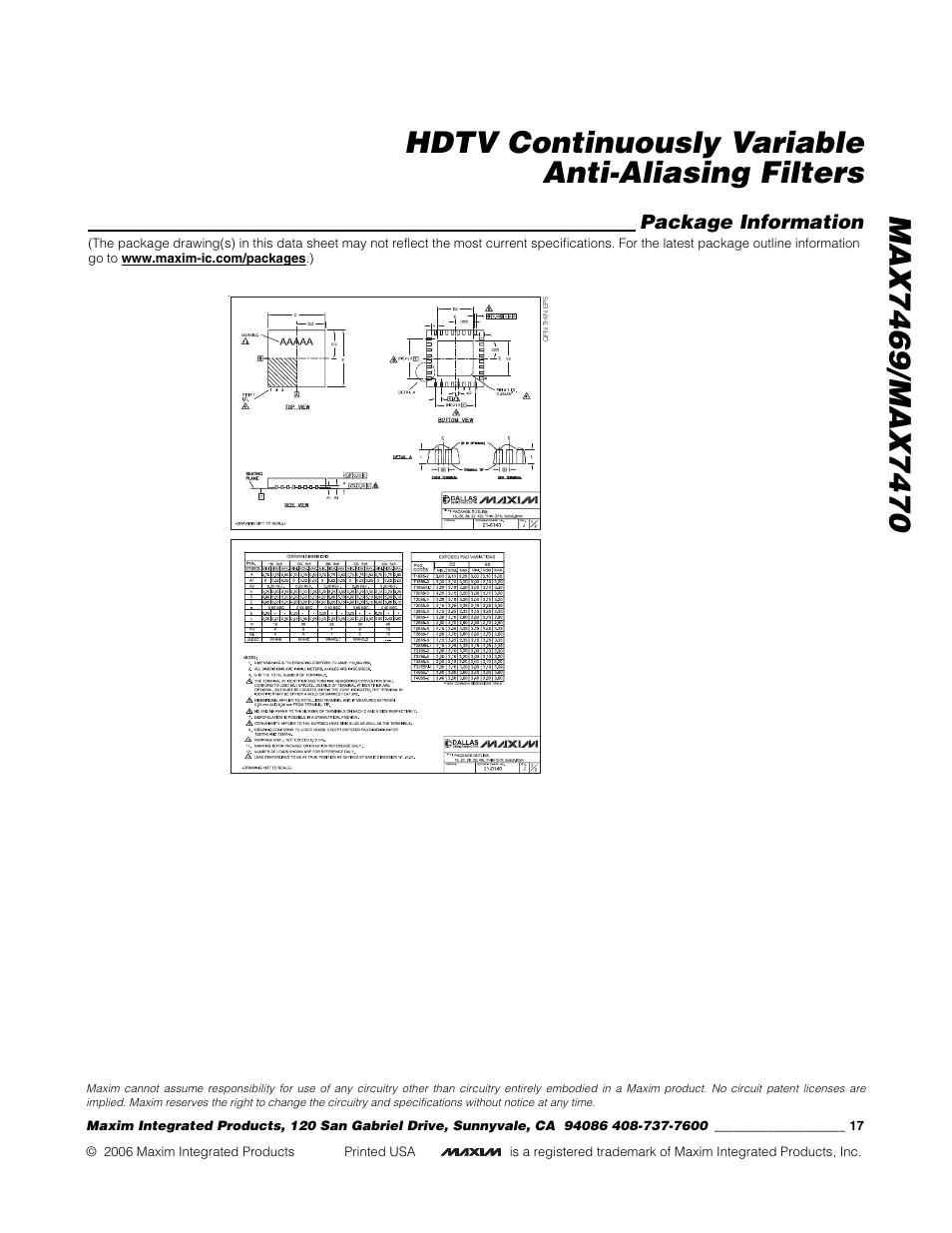 Hdtv continuously variable anti-aliasing filters | Rainbow Electronics MAX7470 User Manual | Page 17 / 17