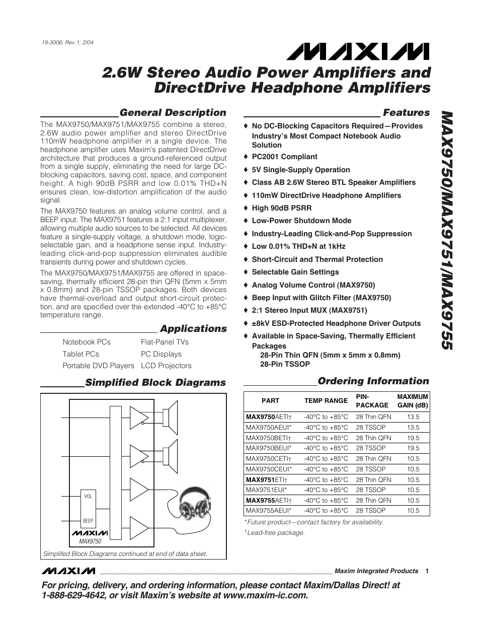 Rainbow Electronics MAX9755 User Manual | 31 pages