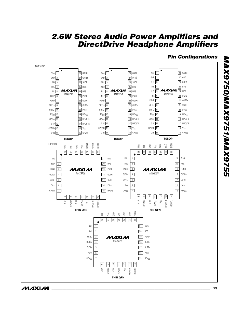 Pin configurations | Rainbow Electronics MAX9755 User Manual | Page 29 / 31