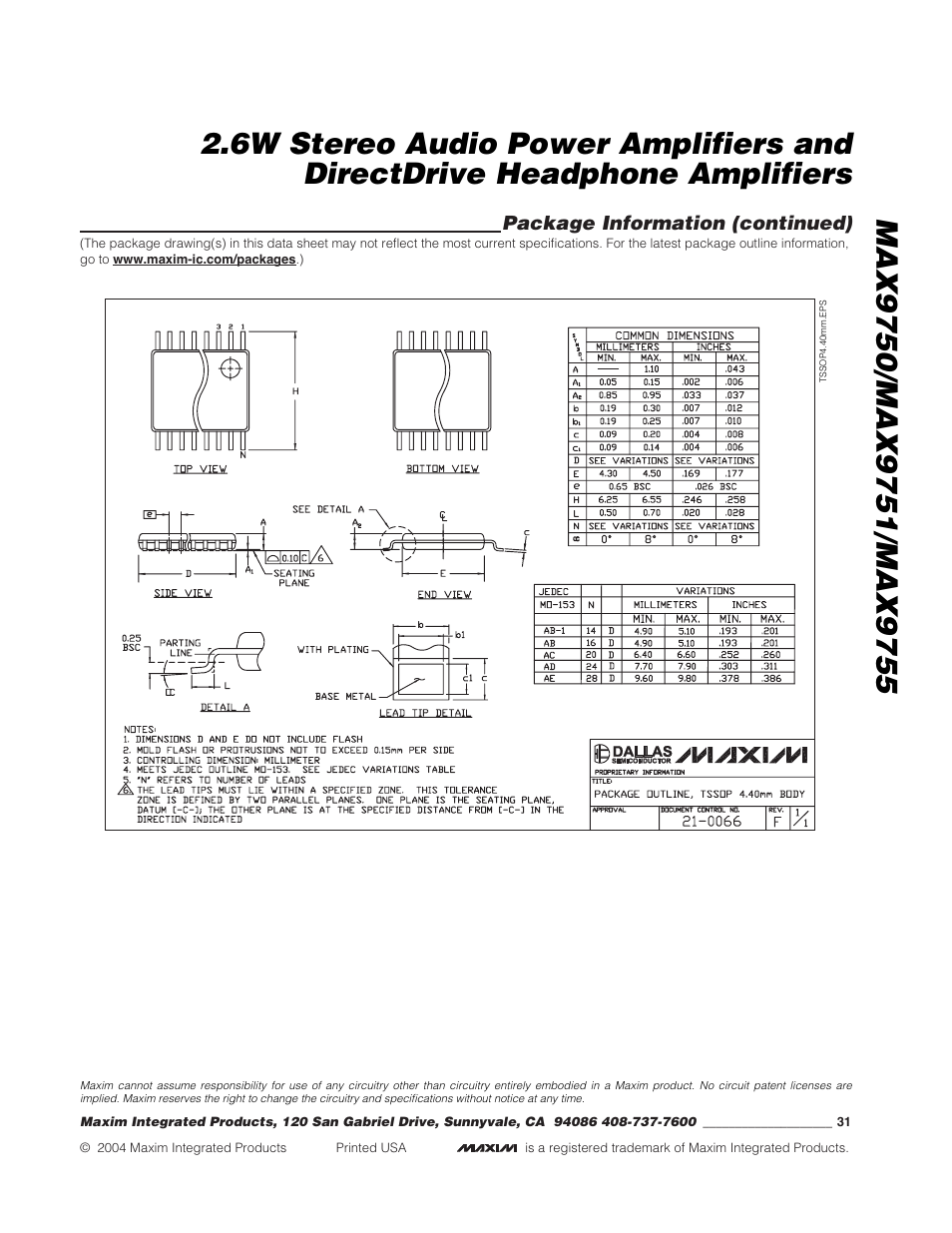 Rainbow Electronics MAX9755 User Manual | Page 31 / 31