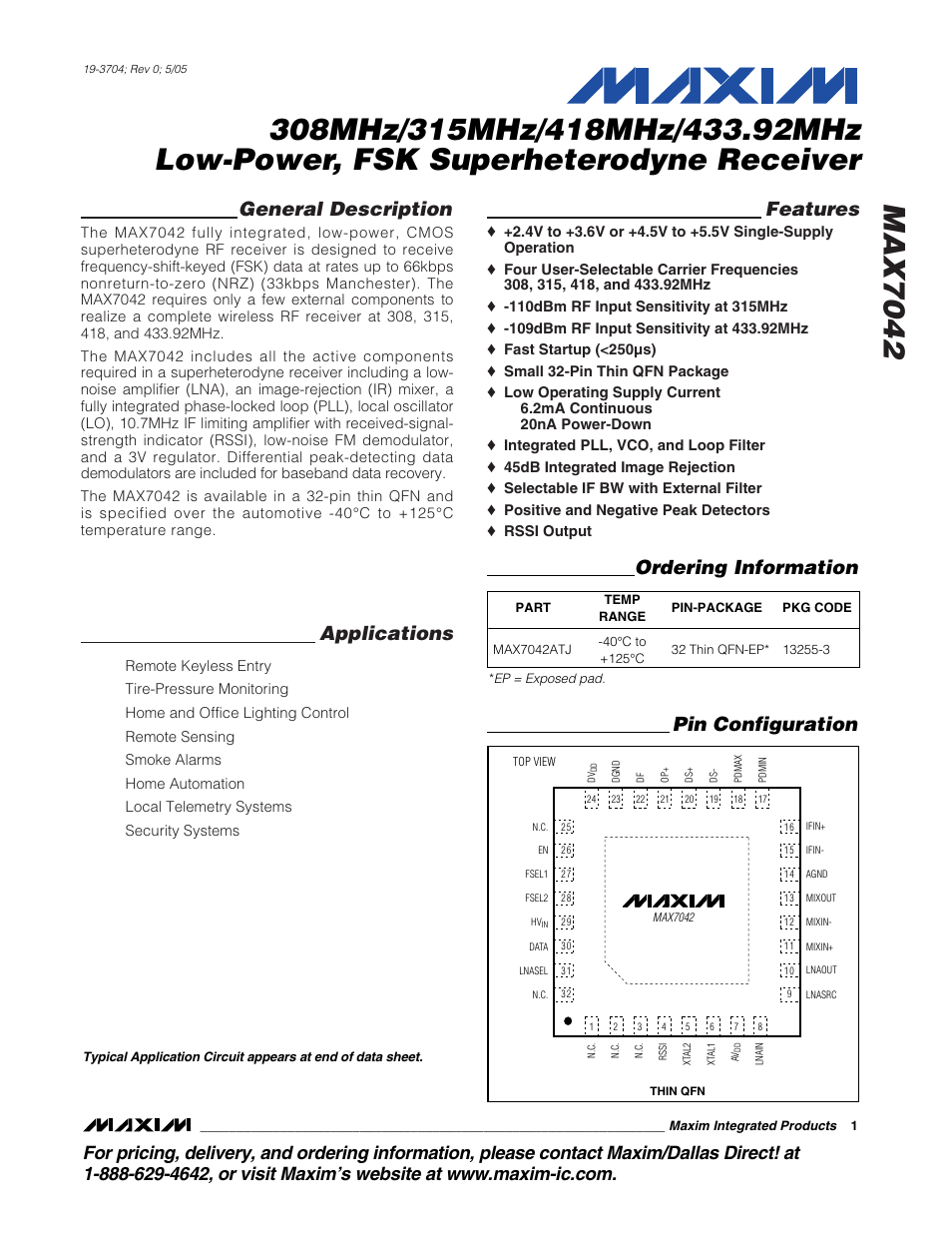 Rainbow Electronics MAX7042 User Manual | 18 pages