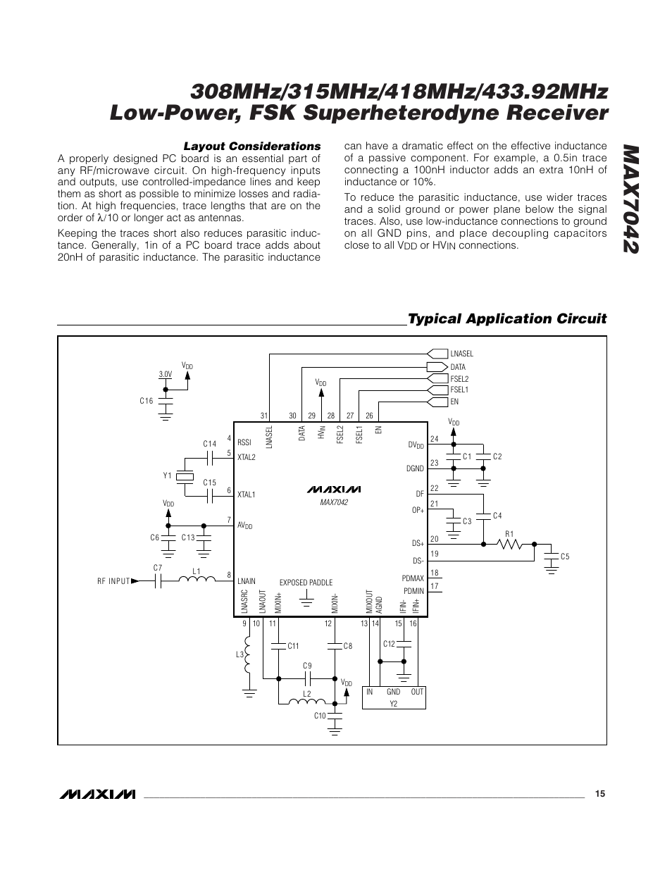 Typical application circuit | Rainbow Electronics MAX7042 User Manual | Page 15 / 18