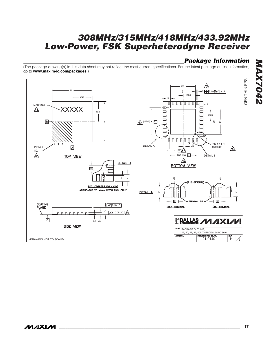 Package information | Rainbow Electronics MAX7042 User Manual | Page 17 / 18