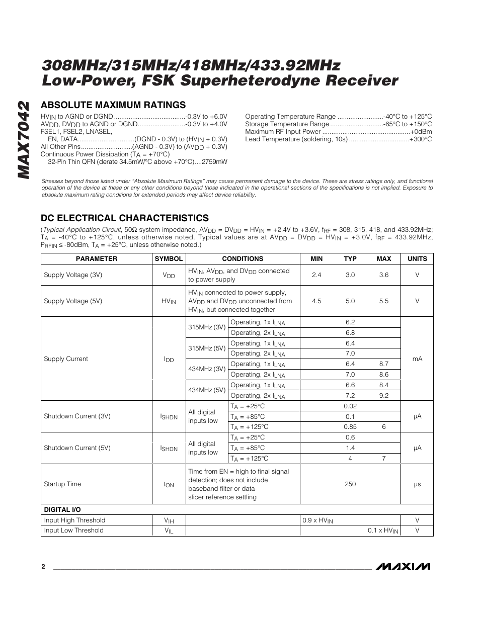 Rainbow Electronics MAX7042 User Manual | Page 2 / 18